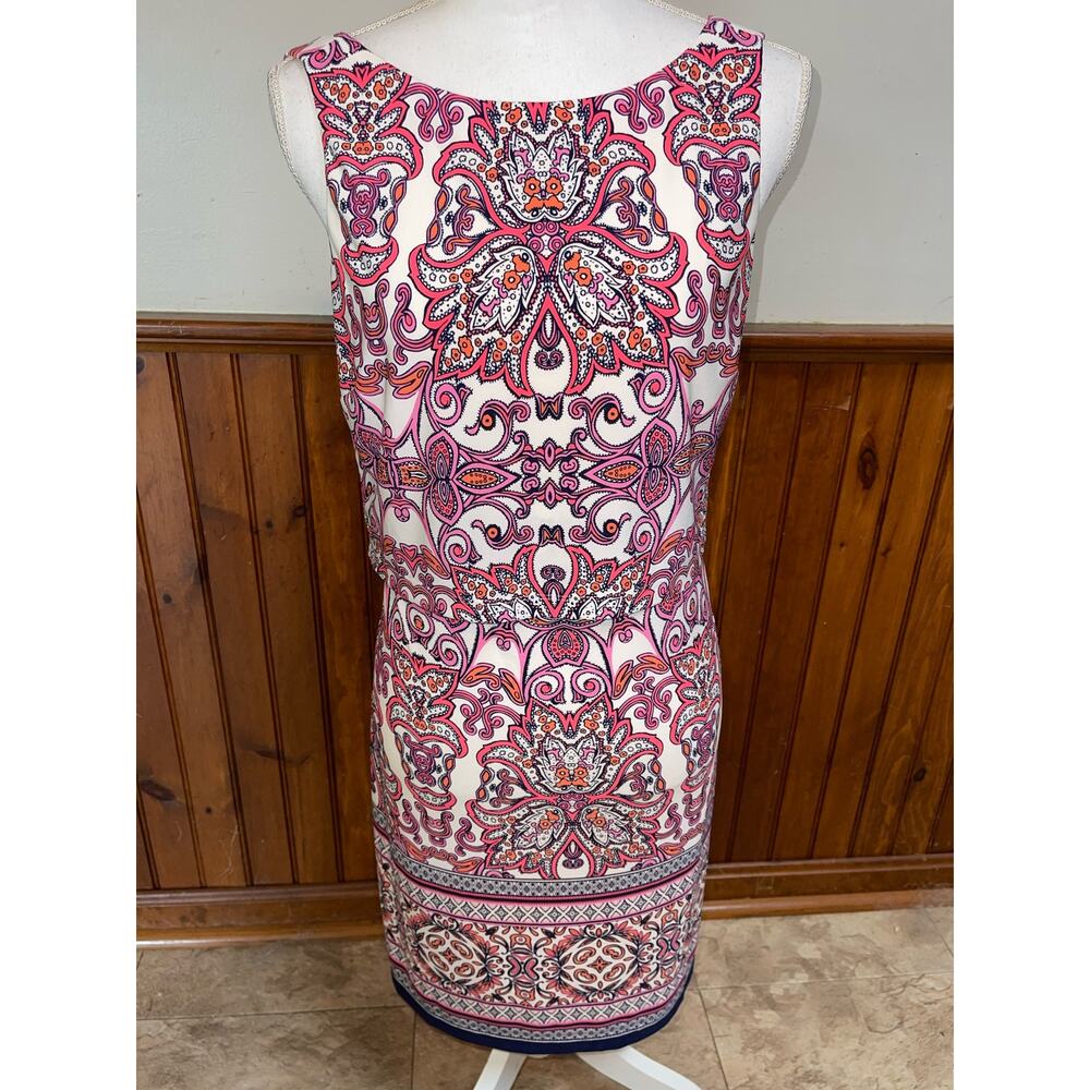 Womens Vince Camuto Sleeveless Paisley Pink Stretchy Knee Length Dress Size 6‎